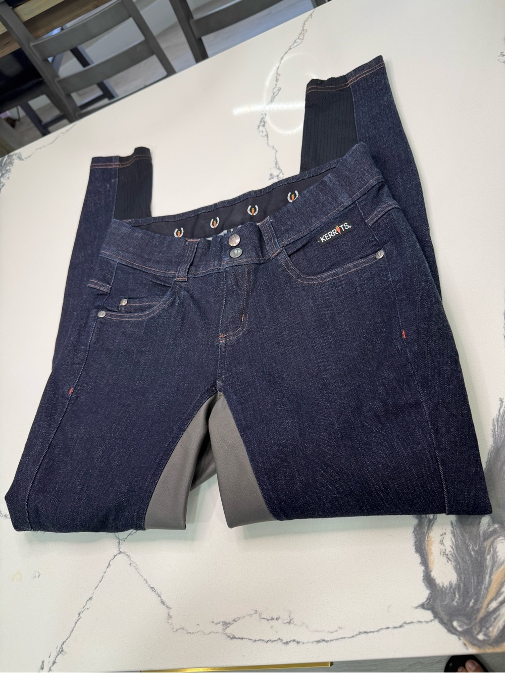 Kerrits Stretch Dark Denim Full Seat Breech Pants Equestrian Riding Size Small